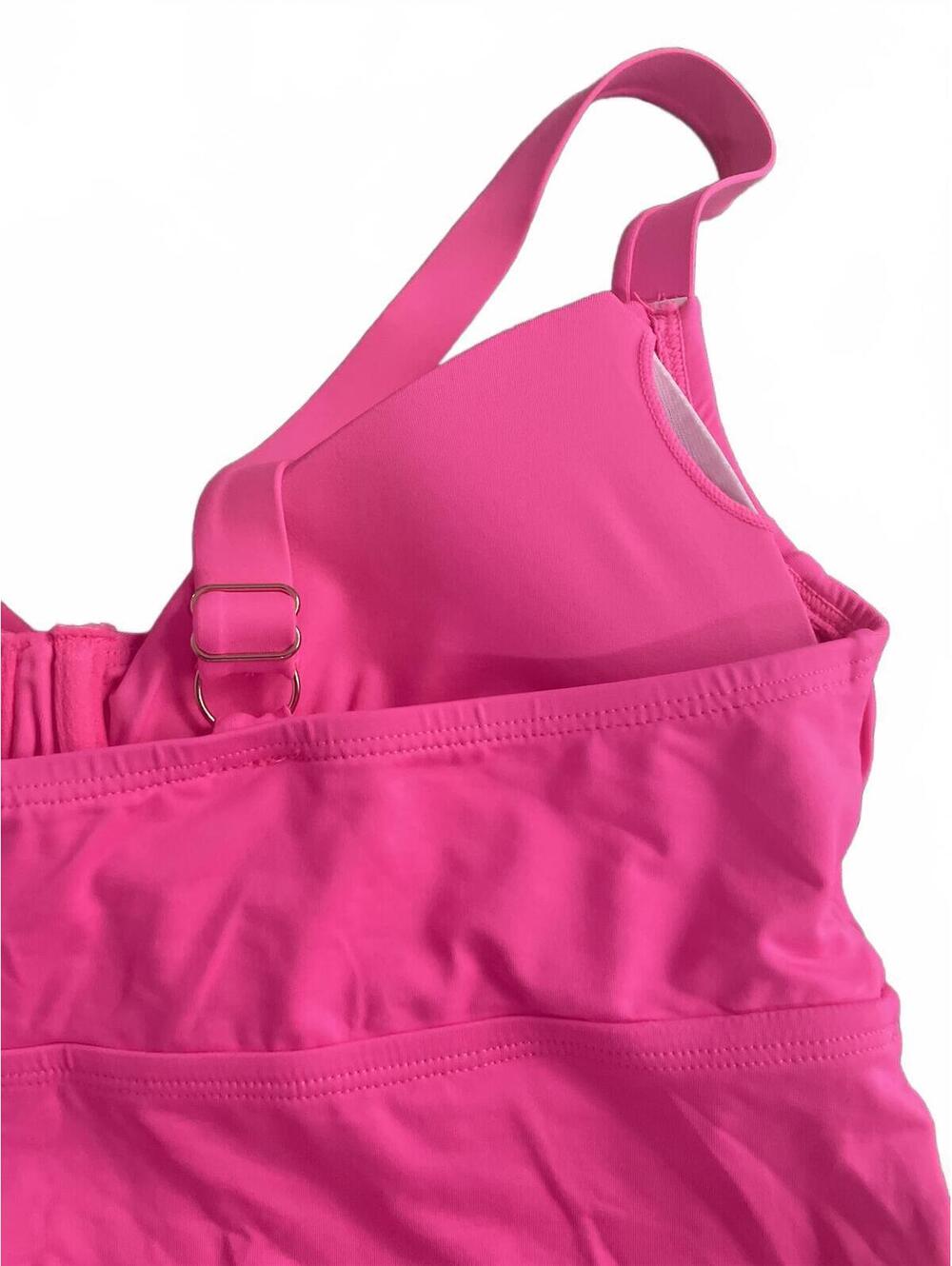 Anne Cole Hot Pink Gold Tankini Swim Top Women’s Size 16W NWT Beach Ruched Flowy - Picture 5 of 13